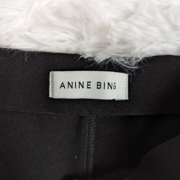 Anine Bing Max Trousers Split Hem High Rise Black Size 34 - Picture 4 of 14